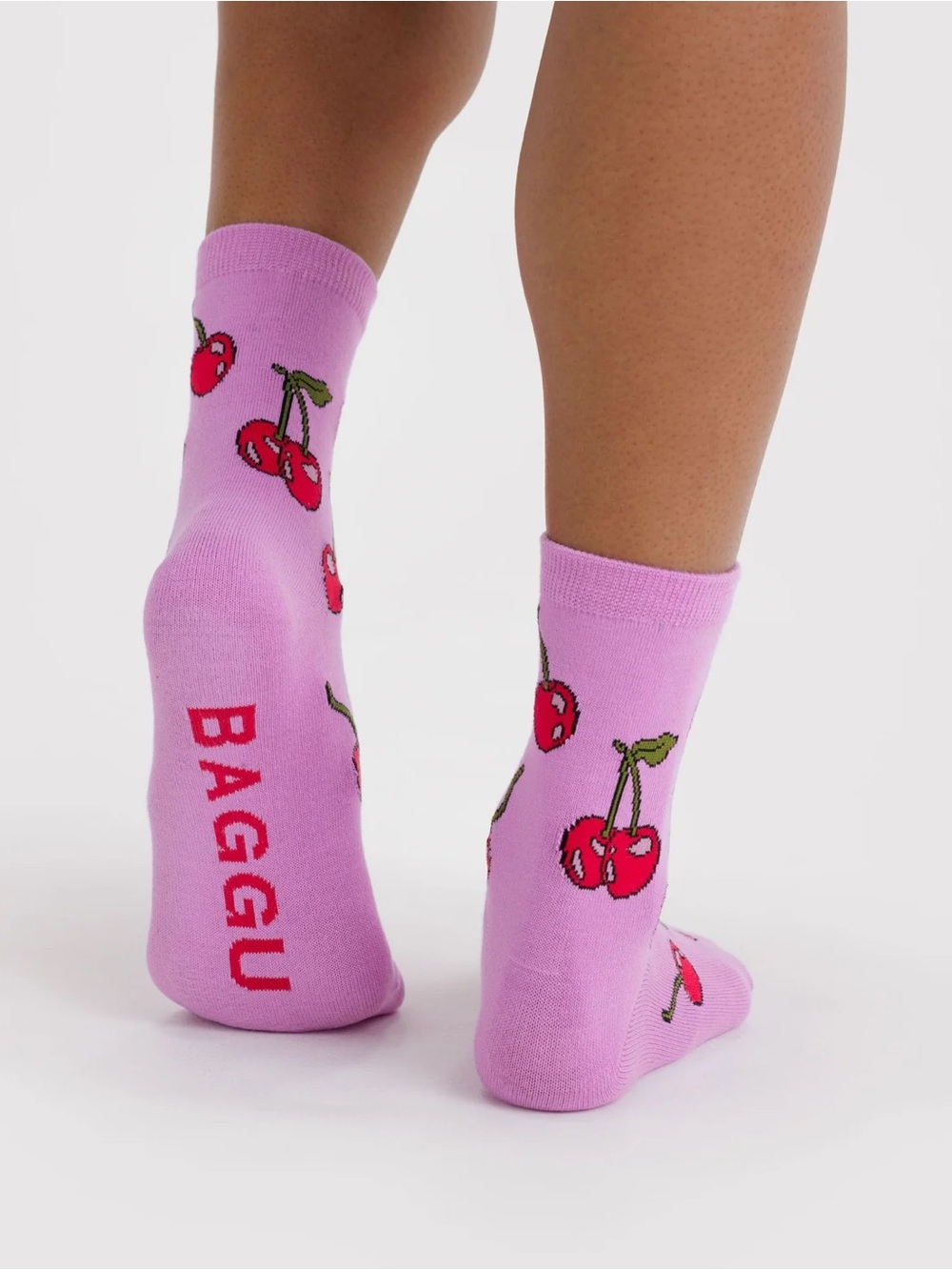 BAGGU CHERRIES PRINT CREW SOCK